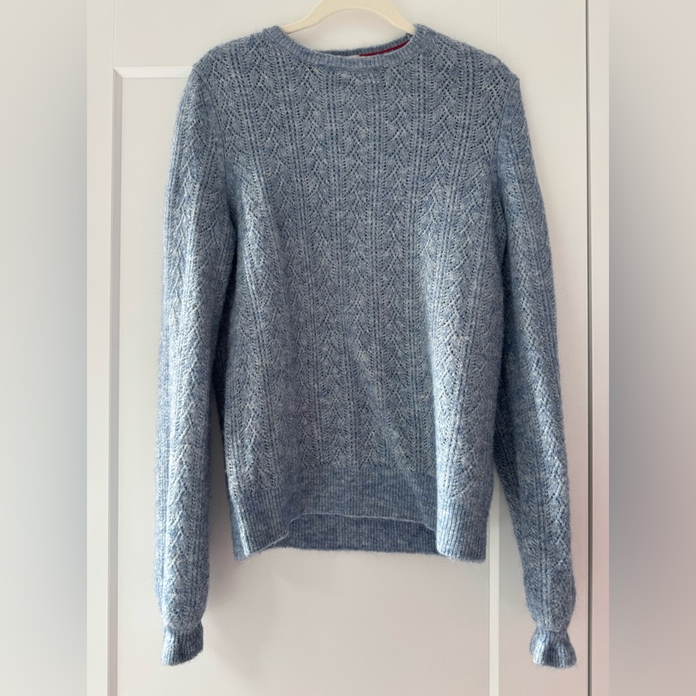 Boden Light Blue Knit Sweater Size 6 Ruffled Cuffs